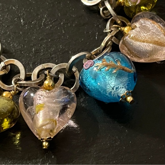 R.J. Graziano Silver Stone Multicolored Frosted Heart 8” Charm Bracelet - Picture 5 of 13